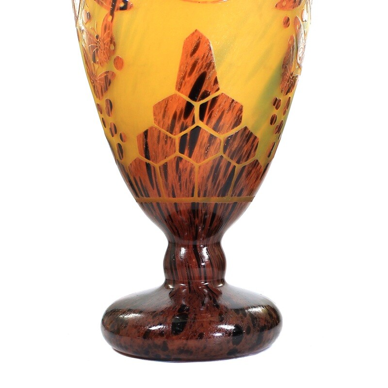 42 cm high Art Deco vase with butterflies, sign. Charder, tailor about 1926
