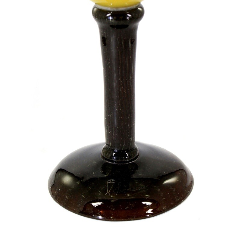 Goblet vase with opaque white, gradual yellow interior, Schneider signed