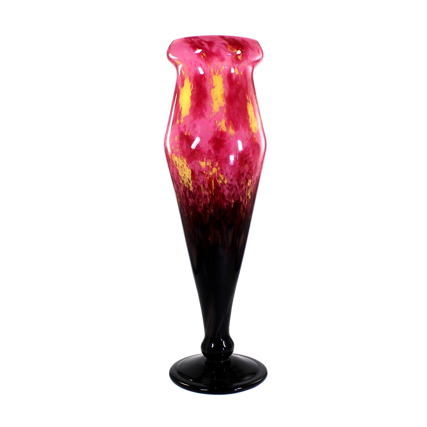 45 cm high Art Deco vase with powder melts, signed. Schneider, Jades series