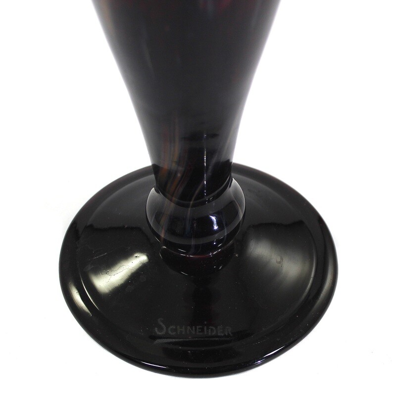 45 cm high Art Deco vase with powder melts, signed. Schneider, Jades series