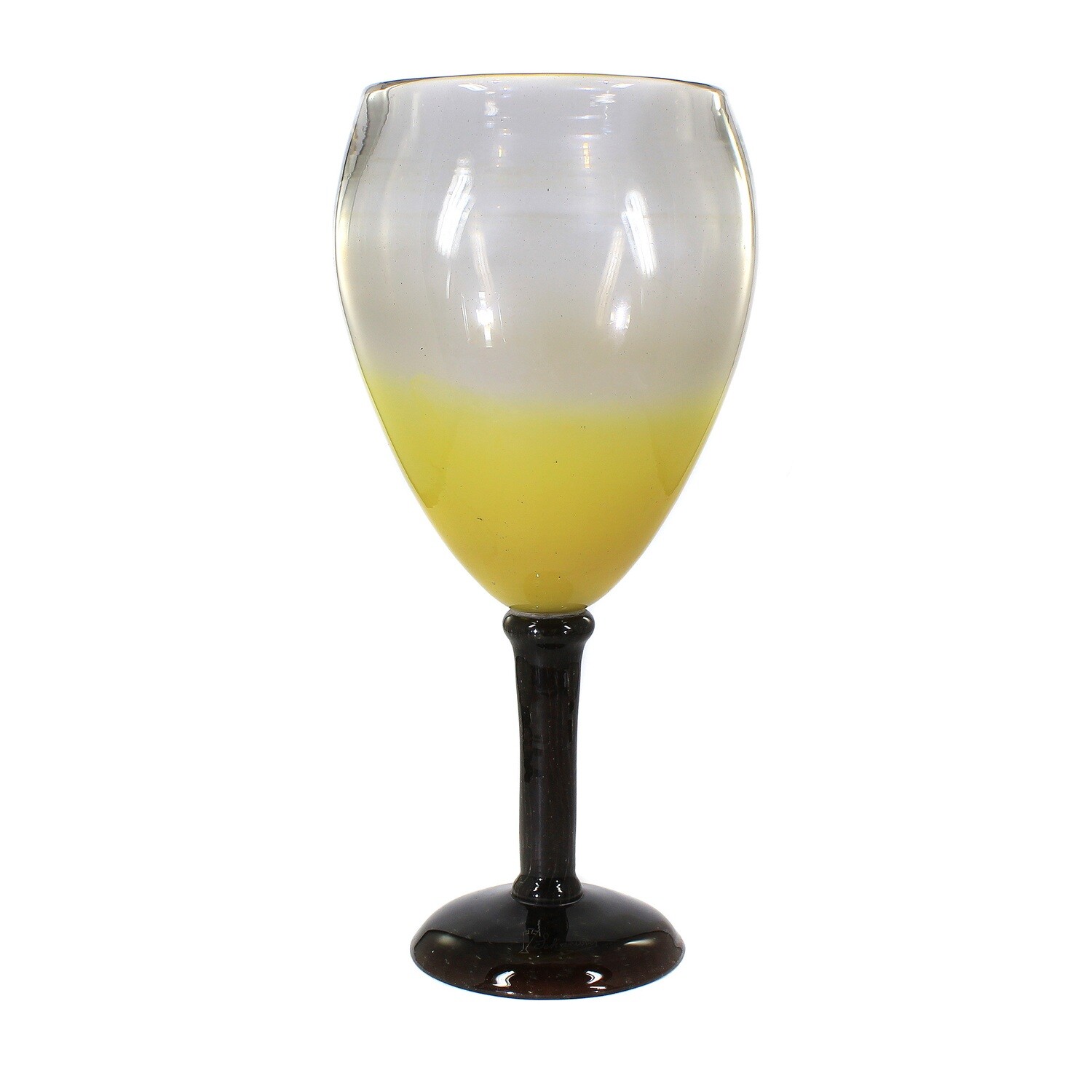 Goblet vase with opaque white, gradual yellow interior, Schneider signed