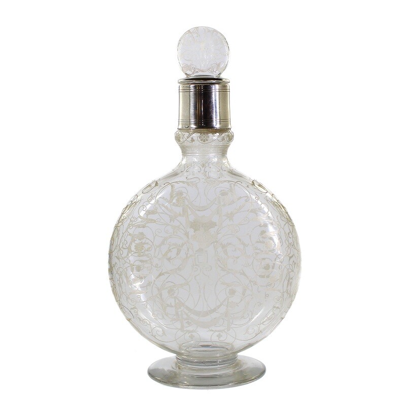 Art Deco carafe with silver fittings, Cristallerie Baccarat, Michelangelo
