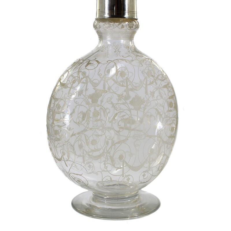 Art Deco carafe with silver fittings, Cristallerie Baccarat, Michelangelo