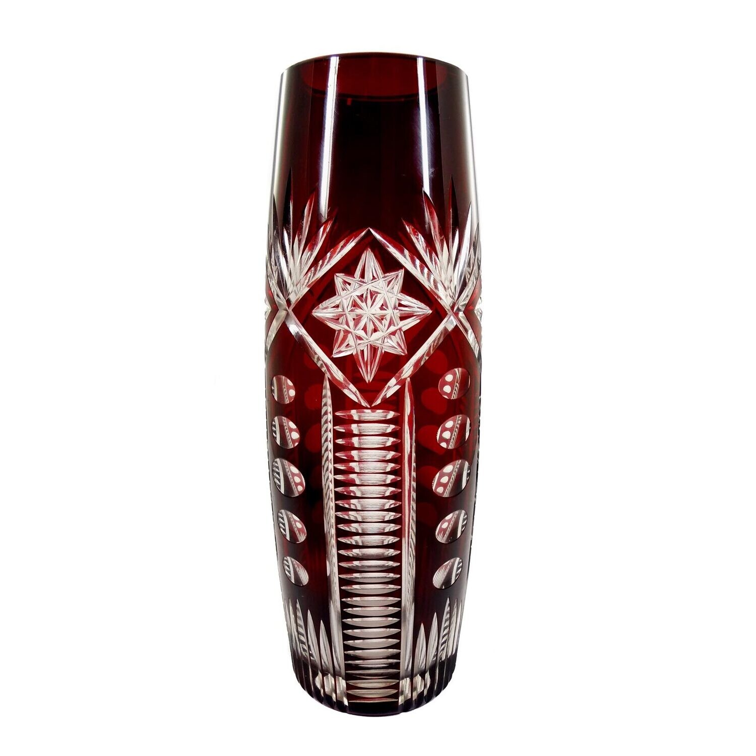 Tall vase with copper ruby overlay, Loetz around 1922, decor 249