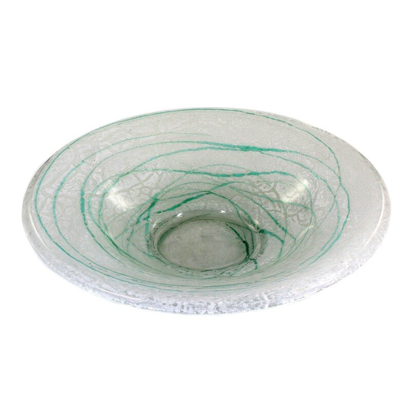 Foam glass bowl with green thread decoration, Loetz around 1935