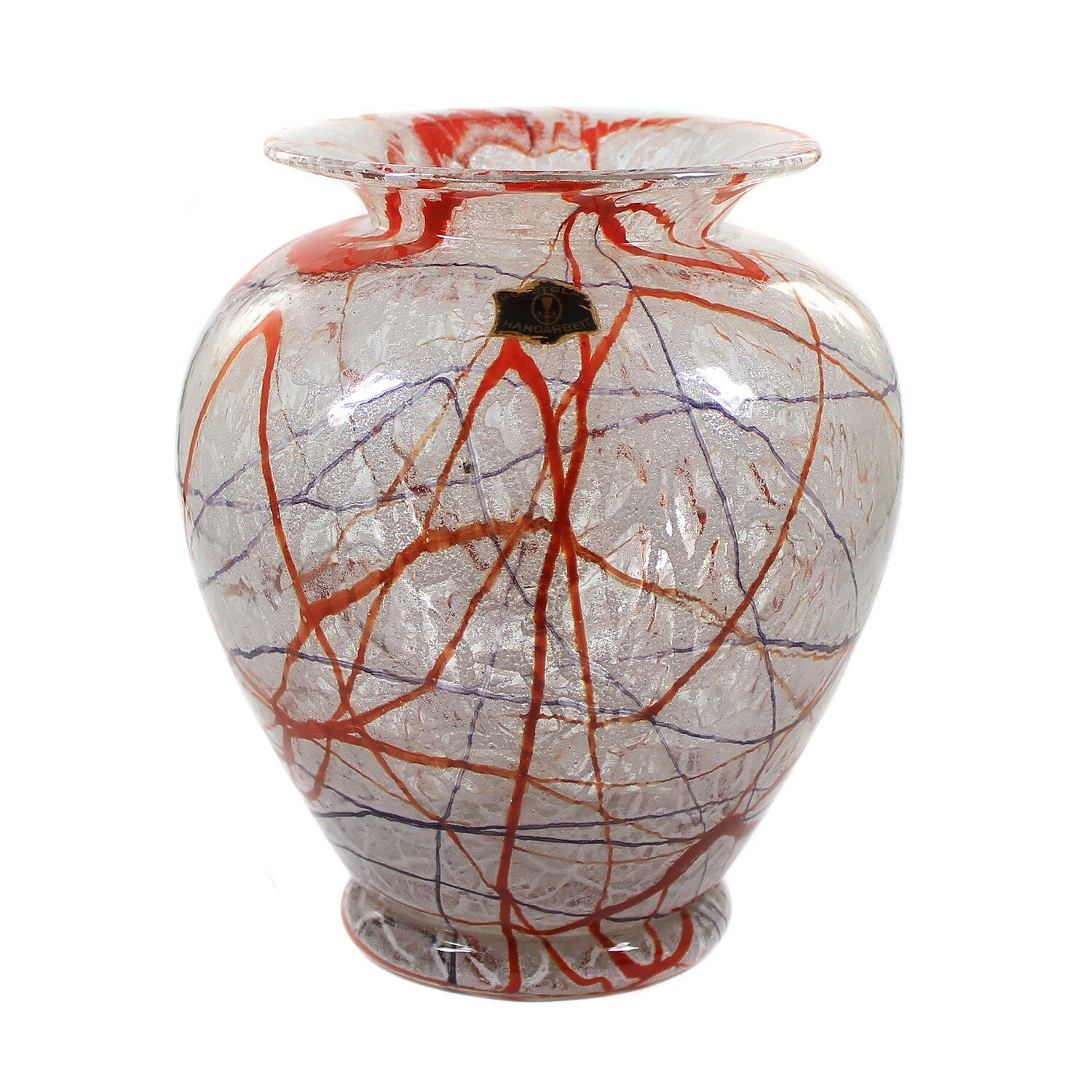 Foam glass vase with red and black thread decoration, Loetz around 1925-30