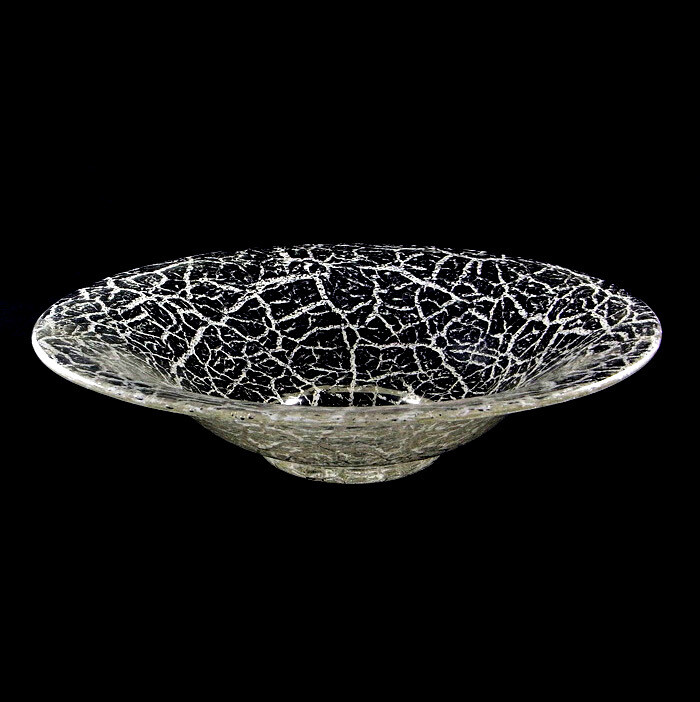Foam glass bowl with white craquelure, Lötz around 1935