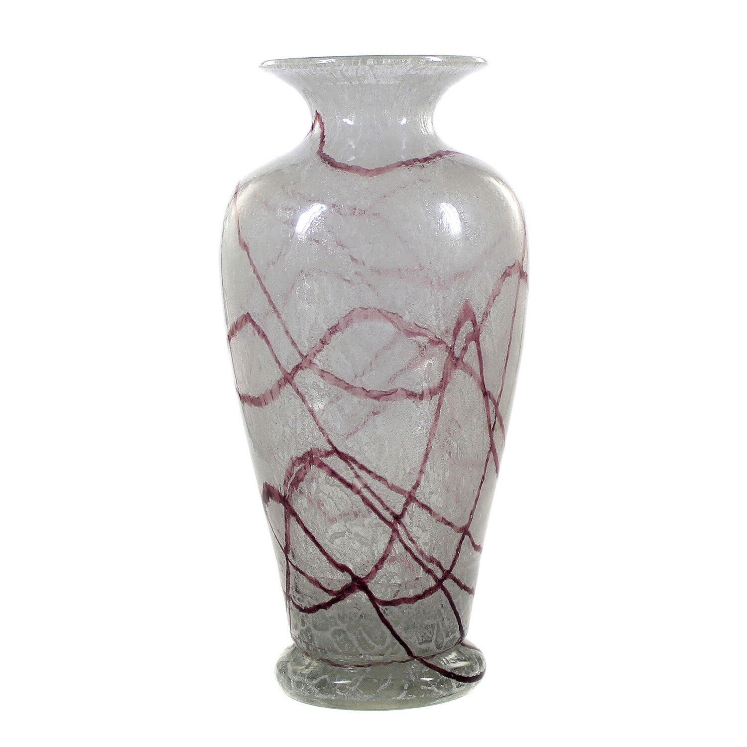 Large foam glass vase with purple thread decoration, Loetz around 1935