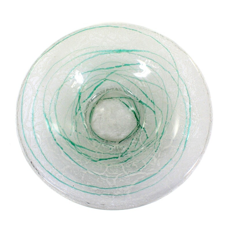 Foam glass bowl with green thread decoration, Loetz around 1935