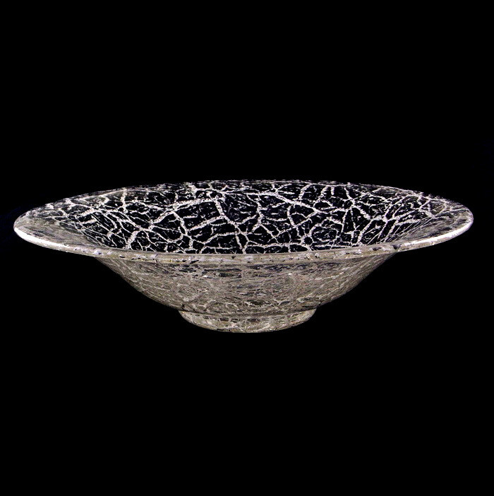 Foam glass bowl with white craquelure, Lötz around 1935