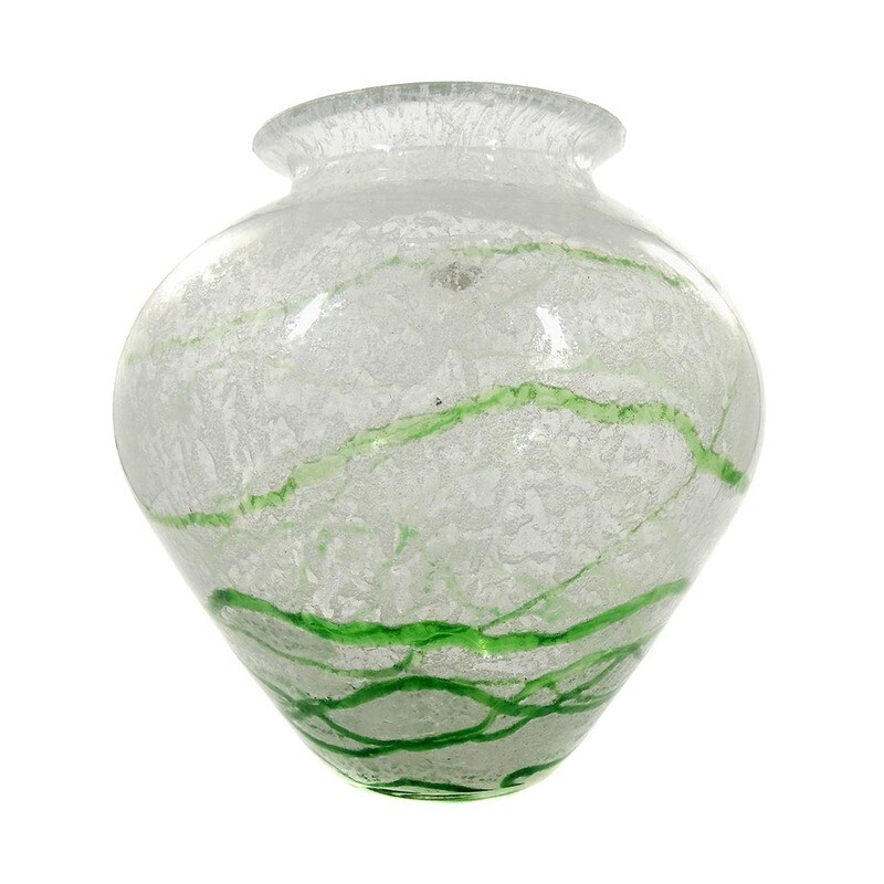 Large foam glass vase with green thread decoration, Loetz around 1930