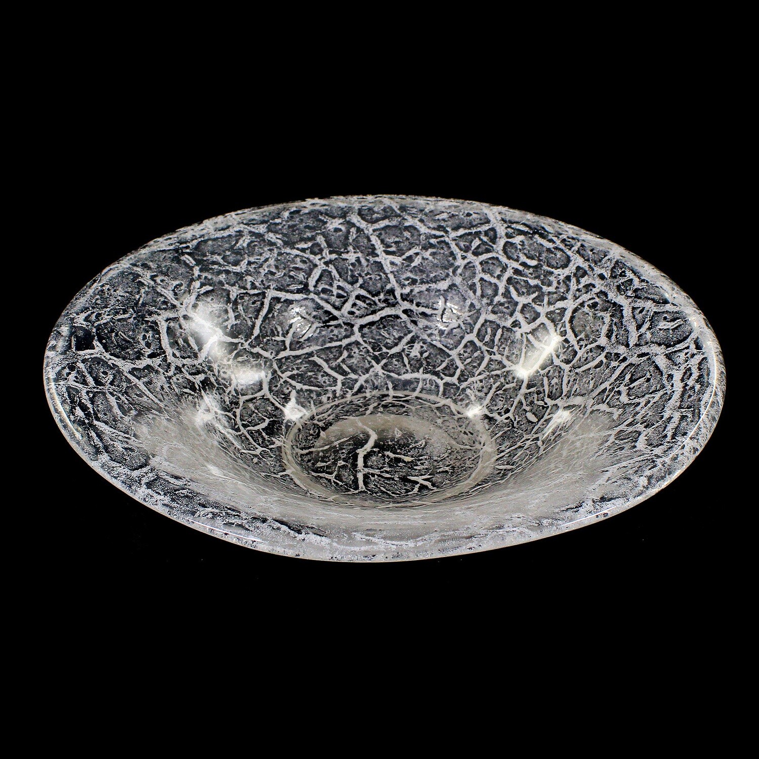 Foam glass bowl with white craquelure, Loetz around 1935
