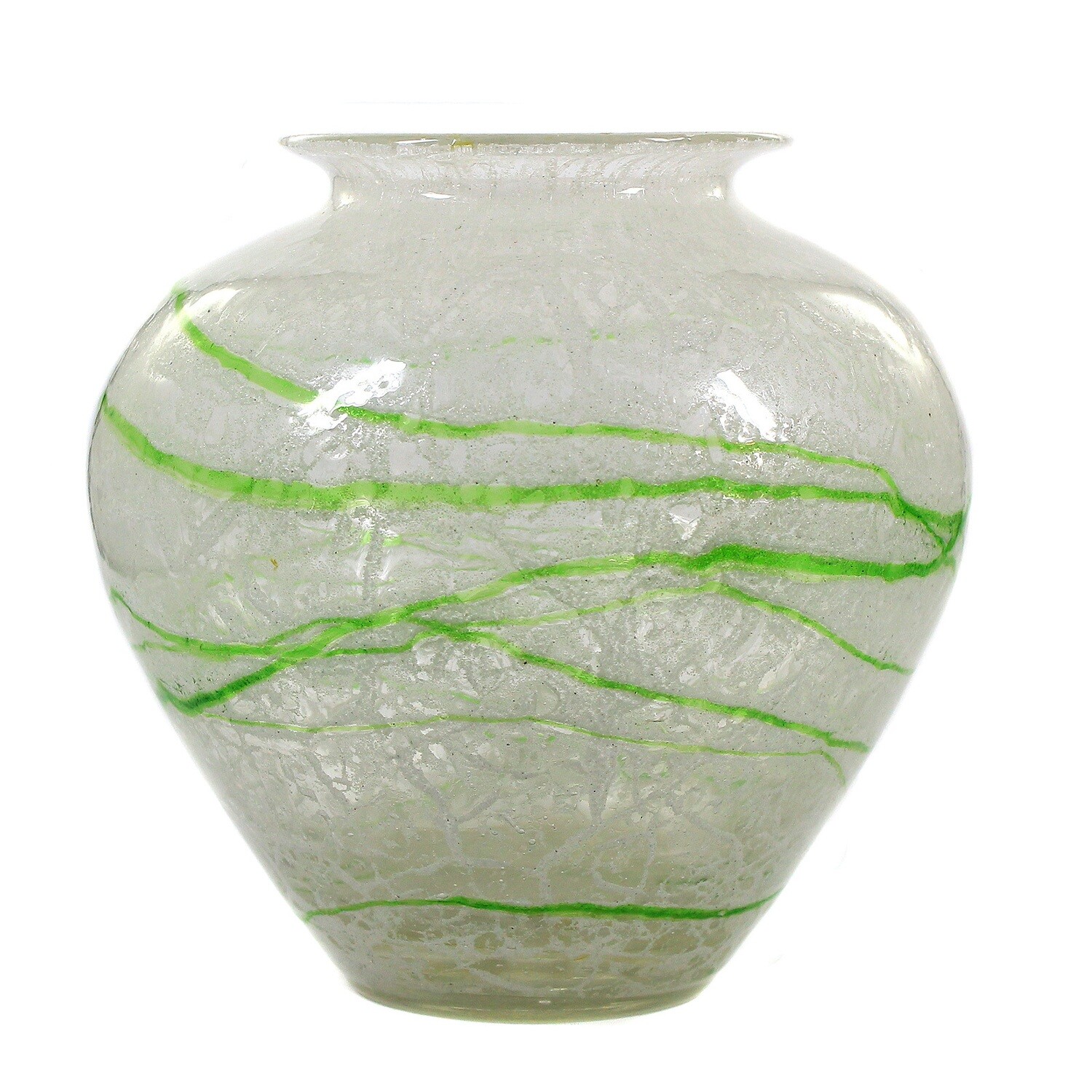 Foam glass vase with green thread decoration, Loetz around 1935