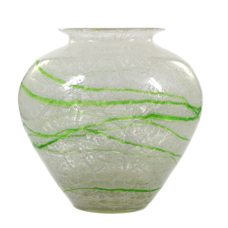 Foam glass vase with green thread decoration, Loetz around 1935