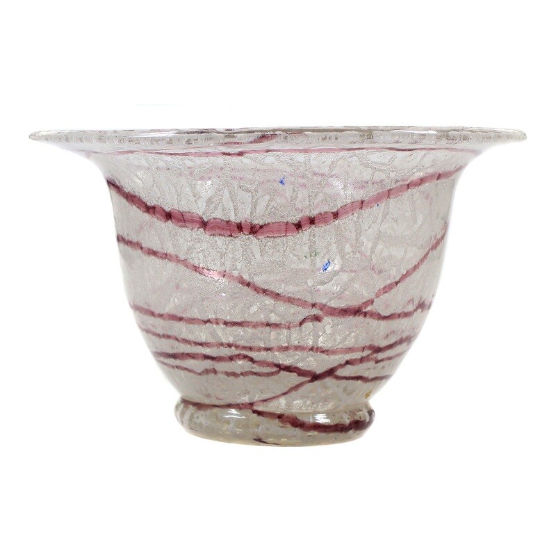 Foam glass vase with purple thread decoration, Loetz around 1935