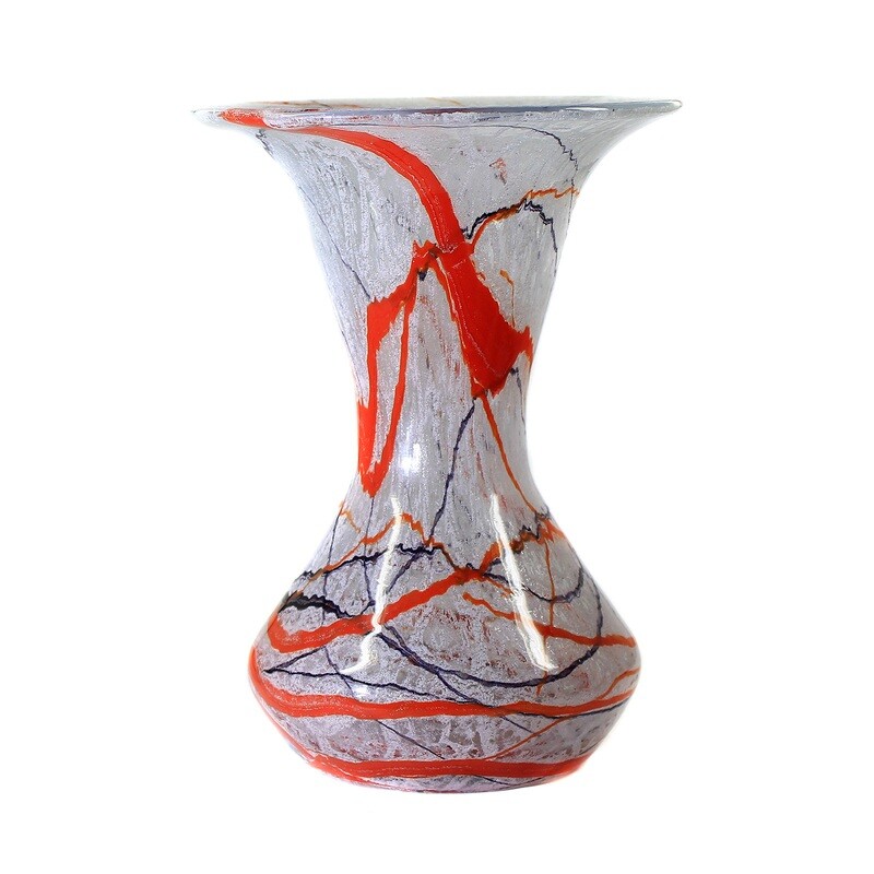 Foam glass vase with red and black thread decoration, Loetz around 1925-30