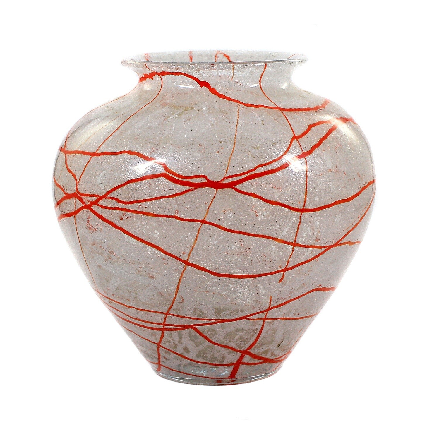 Foam glass vase with red thread decoration, Loetz around 1935