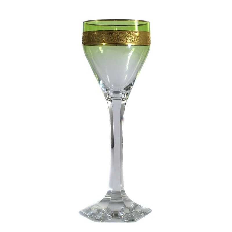 5 wine glasses with oroplastic decoration, Moser Karlsbad around 1920
