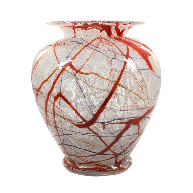 Foam glass vase with red and black thread decoration, Loetz around 1925-30