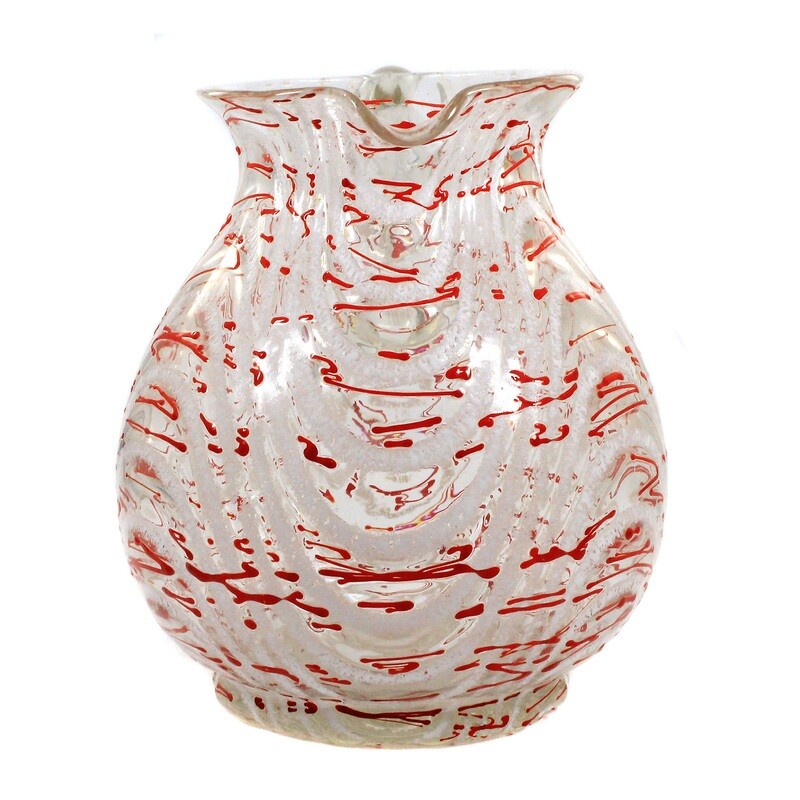 Pot with braided red thread decoration, Loetz around 1935