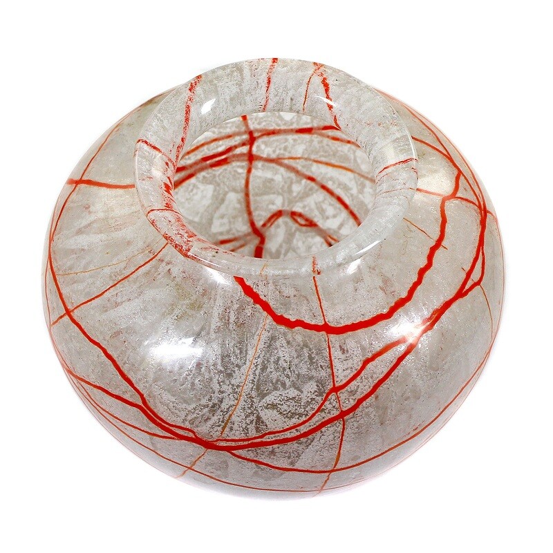 Foam glass vase with red thread decoration, Loetz around 1935