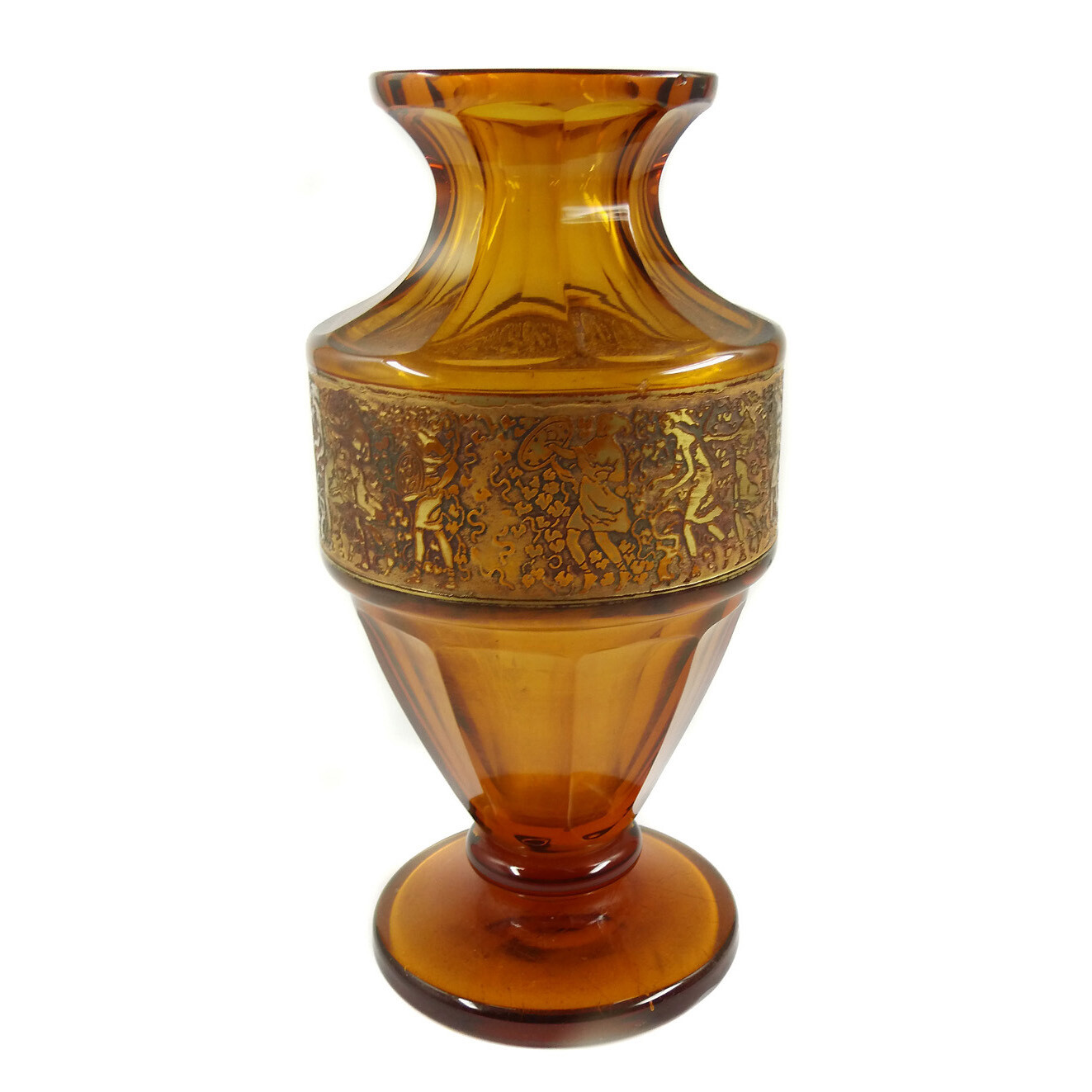 Amber-colored Art Deco vase, Fipop series, signed Moser around 1920-25