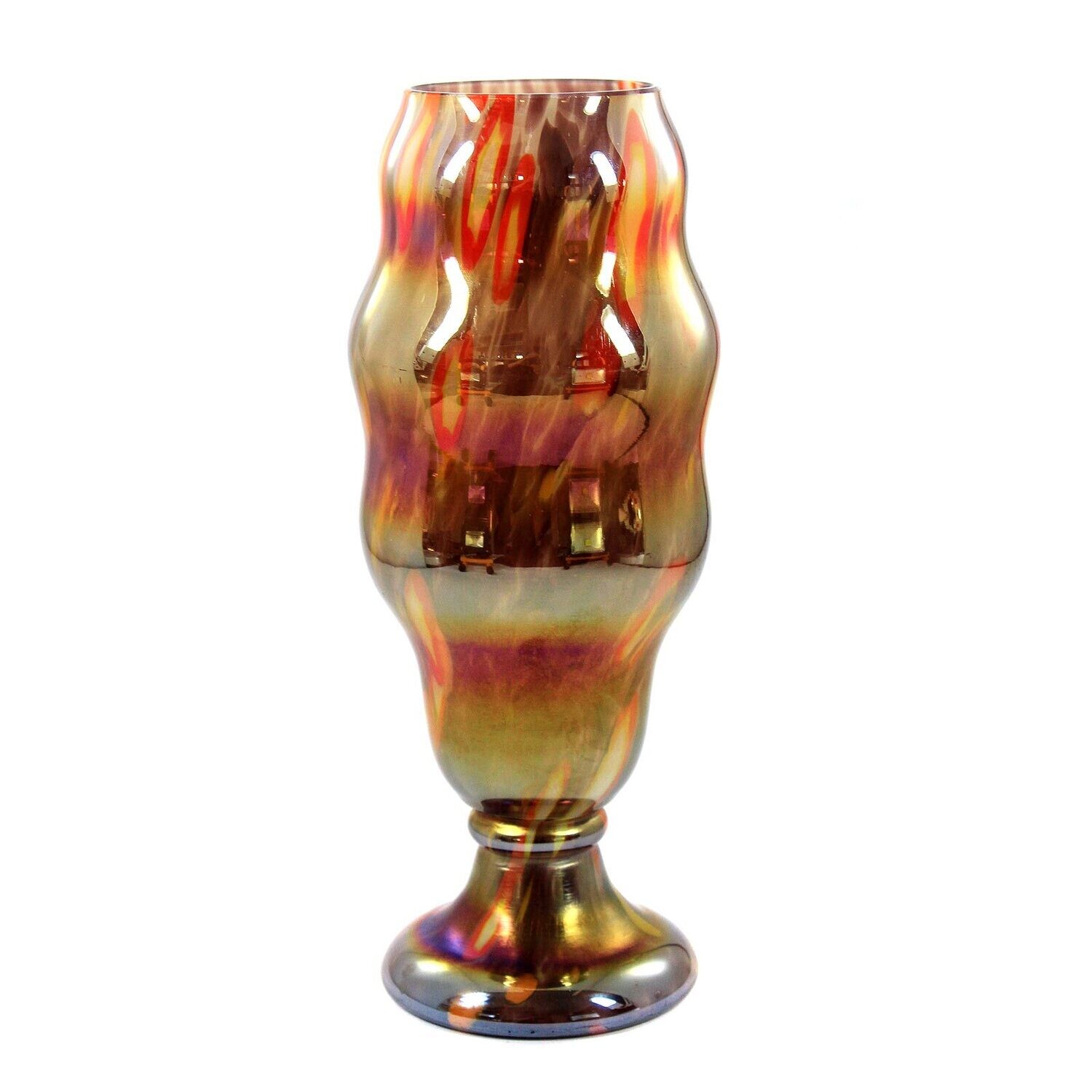 Art Deco vase with color frills, Kralik, iris decor around 1920