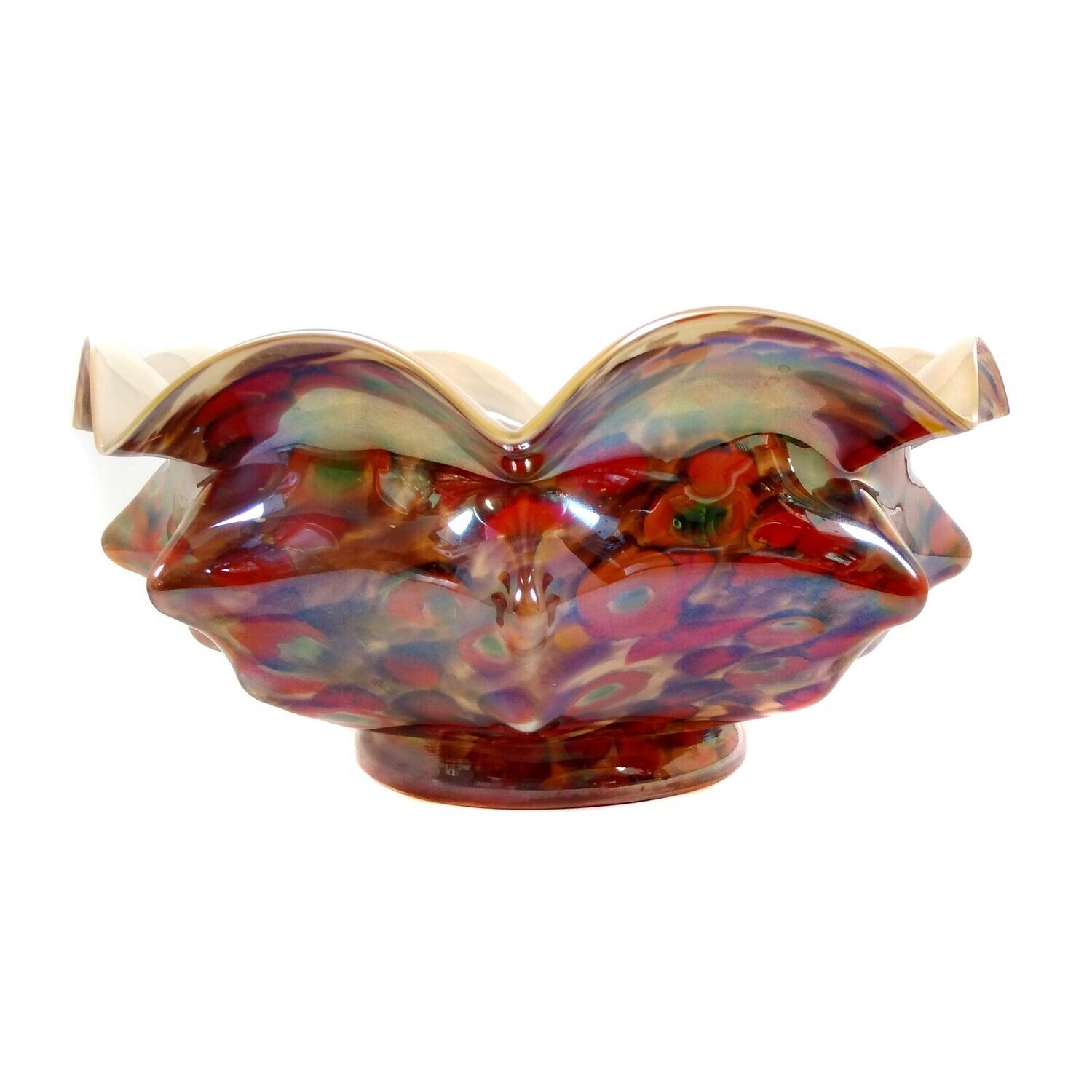 Art Deco bowl with murrines and repeatedly pinched body, Kralik around 1920