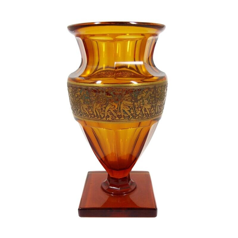 Art Deco vase with square plinth, Fipop series, signed Moser around 1920