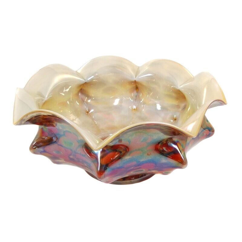 Art Deco bowl with murrines and repeatedly pinched body, Kralik around 1920