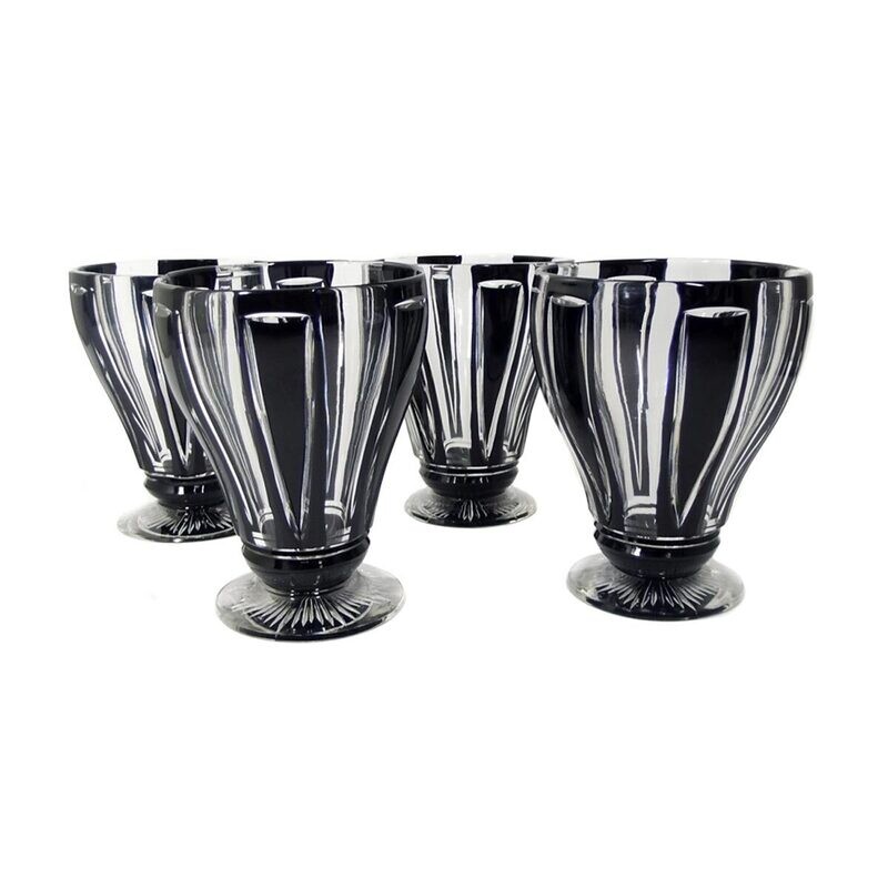 1st of 4. Art Deco mug with black overlay, Val Saint Lambert around 1933-35