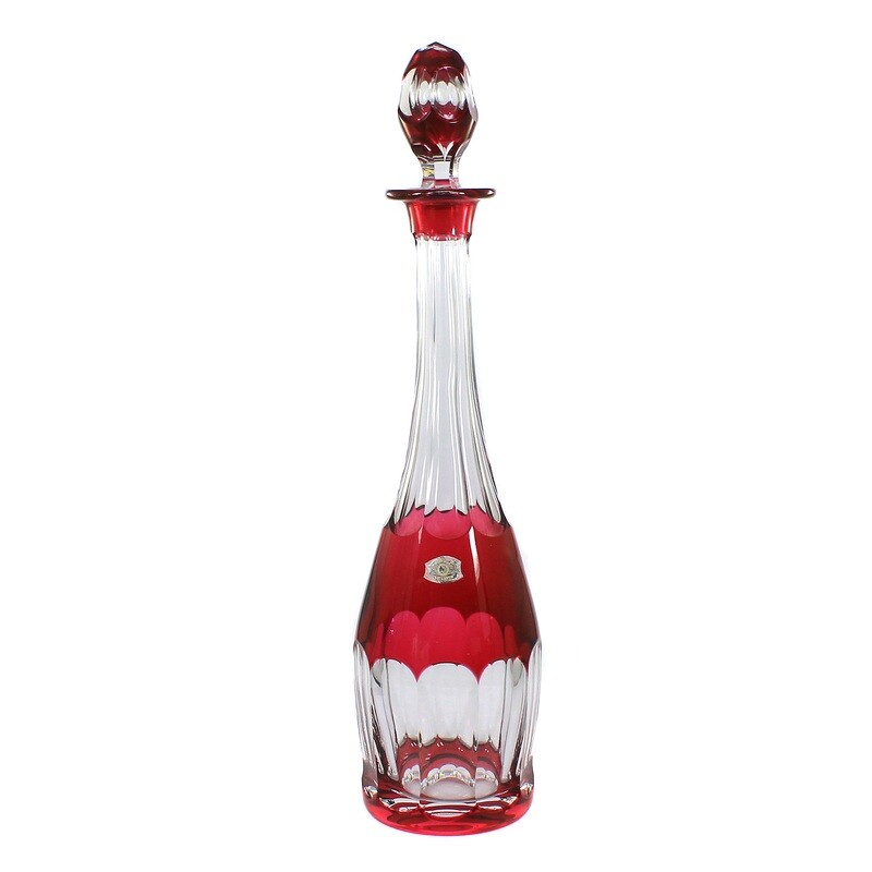 Gr. Carafe with cranberry overlay, Val St. Lambert, Osram series around 1940, signed
​