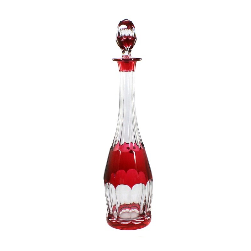 Gr. Carafe with cranberry overlay, Val St. Lambert, Osram series around 1940, signed
​