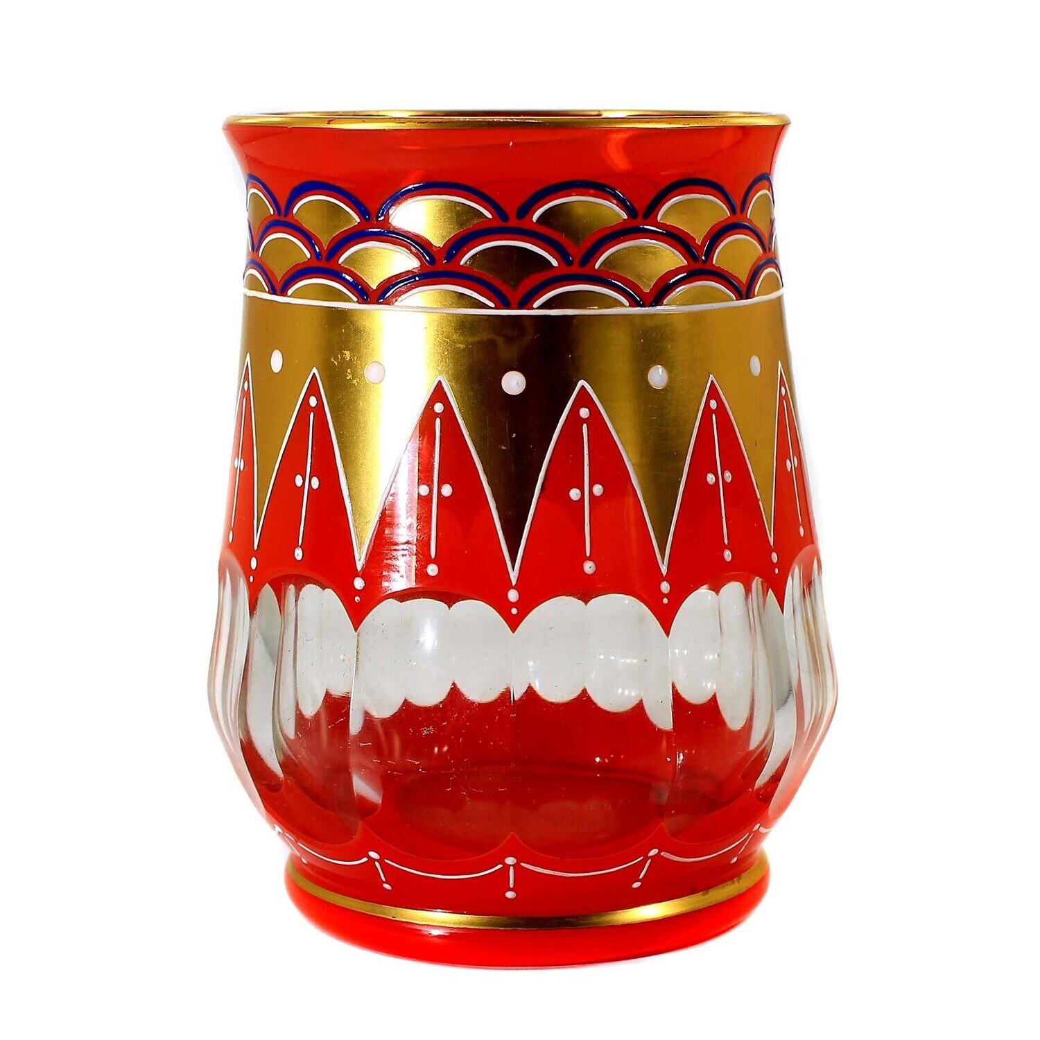 Vase with orange-red overlay and scale decoration, probably Russia around 1920