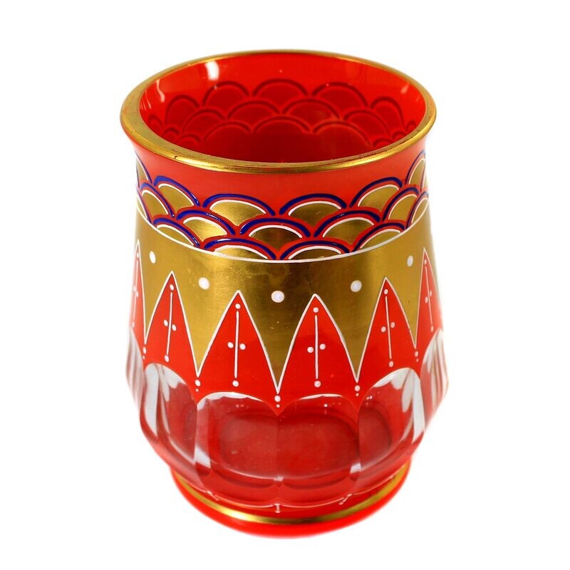 Vase with orange-red overlay and scale decoration, probably Russia around 1920
