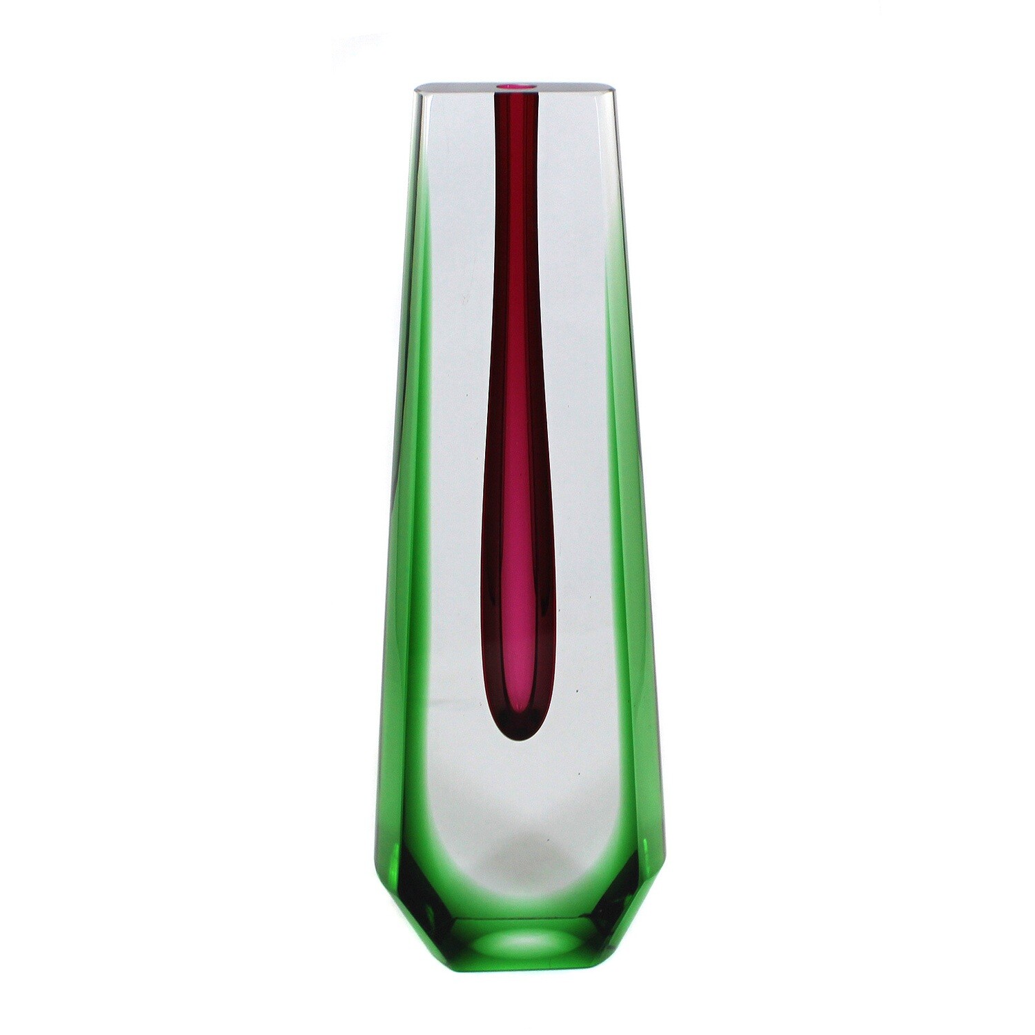 Conical block vase with pink interior, Exbor, designed by Pavel Hlava around 1958