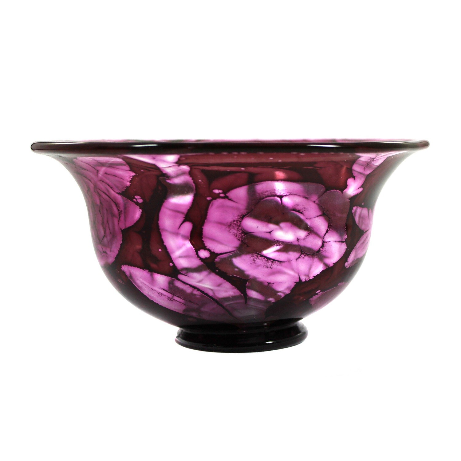 Graal glass bowl with rose decoration, Orrefors, designed by Eva Englund