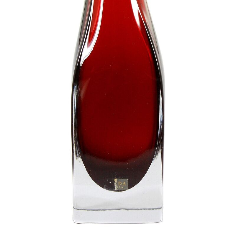 Vase with ruby red base, Aseda in Sweden, designed by Bo Bergstrom