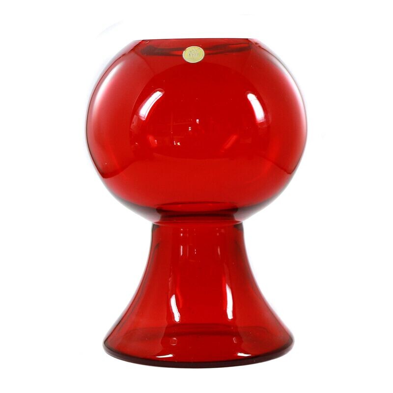 Large spherical, ruby red vase with original label, WMF, Cari Zalloni