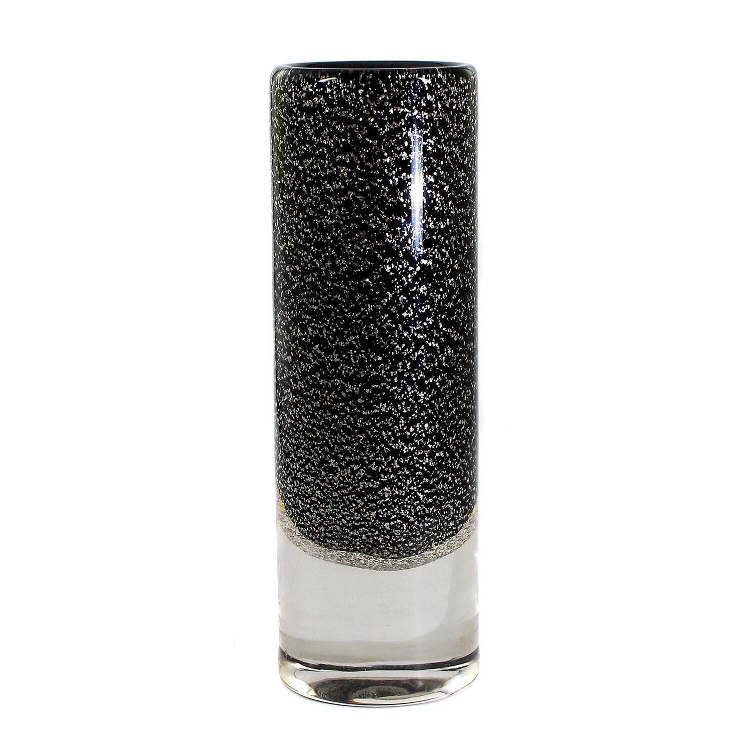 Vase with black inner catch and air pearl net and silver crumbs, Zwiesel