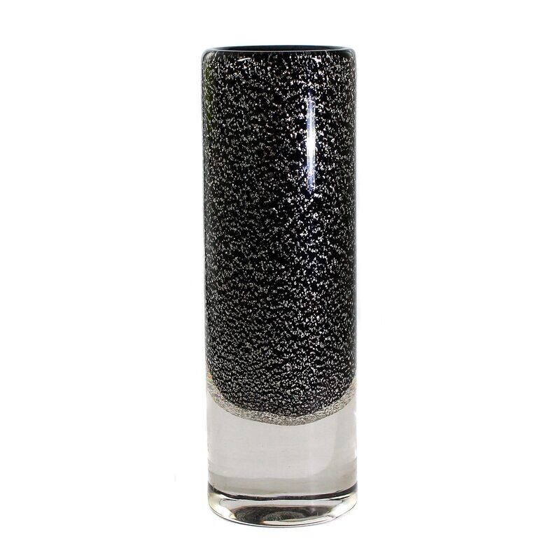 Vase with black inner catch and air pearl net and silver crumbs, Zwiesel