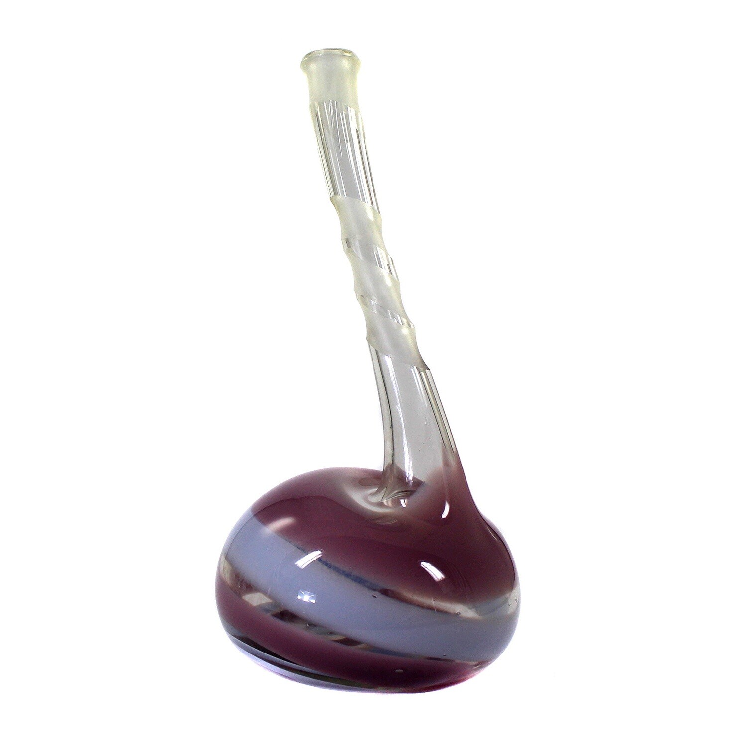 Vase made of colorless glass with colored glass bands, signed. Reiner Model, 1988