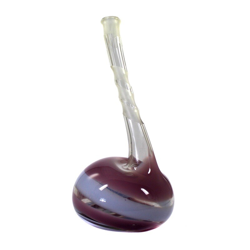 Vase made of colorless glass with colored glass bands, signed. Reiner Model, 1988