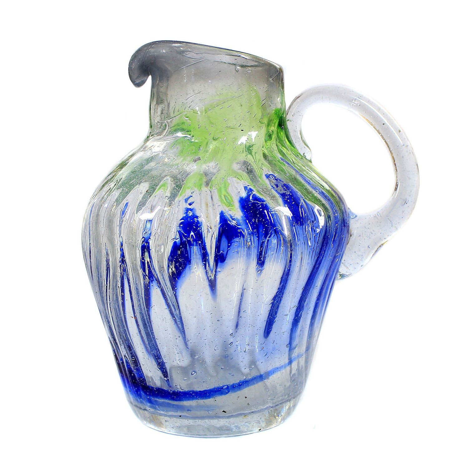Handled jug with colored crumb melts, signed. Heinz Pichotta