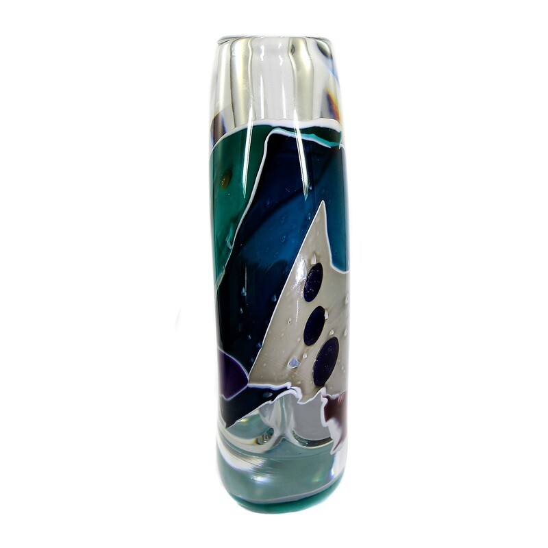 Vase with multicolored interlayer decoration, signed Pierre Marion