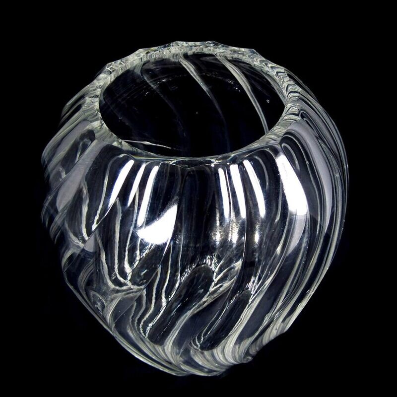 Vase made of colorless glass with curved groove decoration, Josephinenhütte around 1950