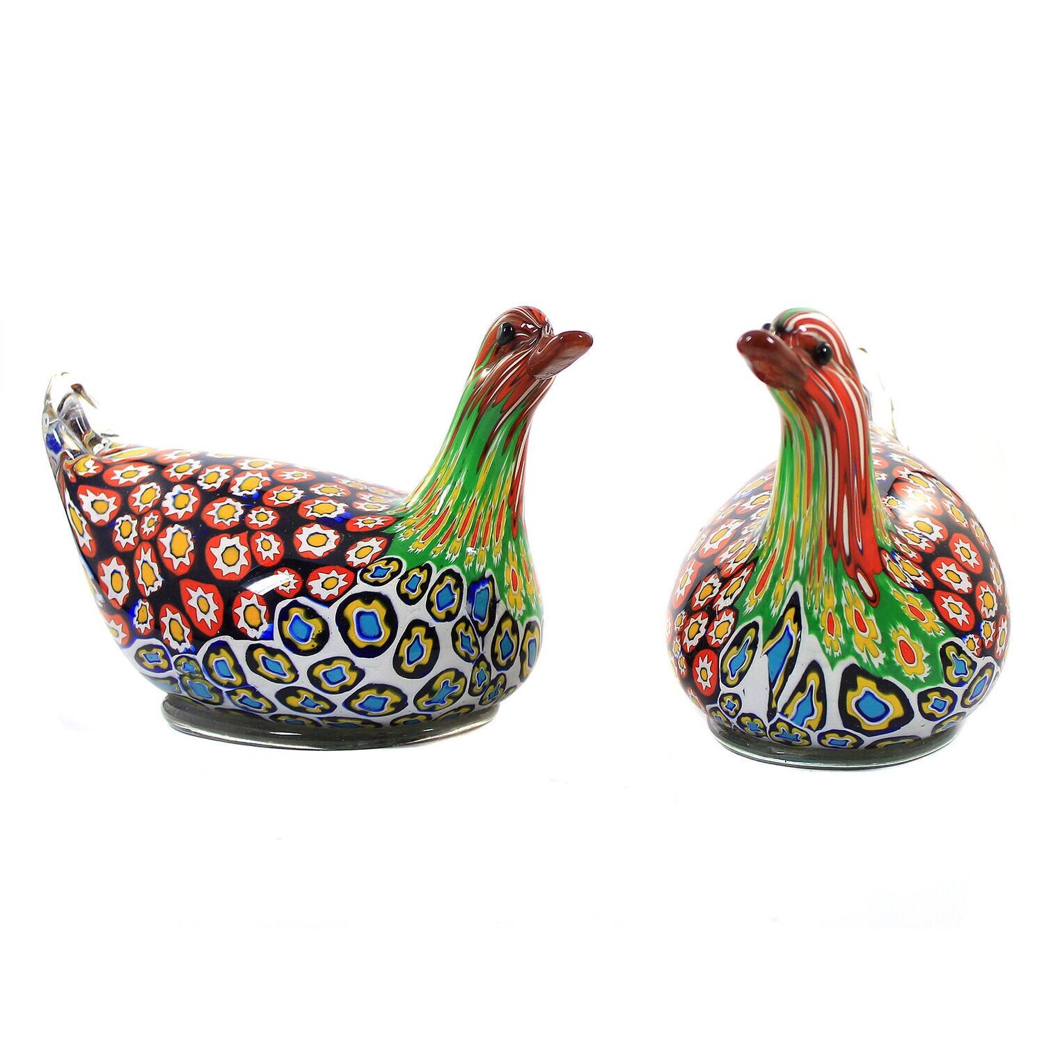 Pair of duck sculptures with enclosed murrines, Aldo Nason around 1965