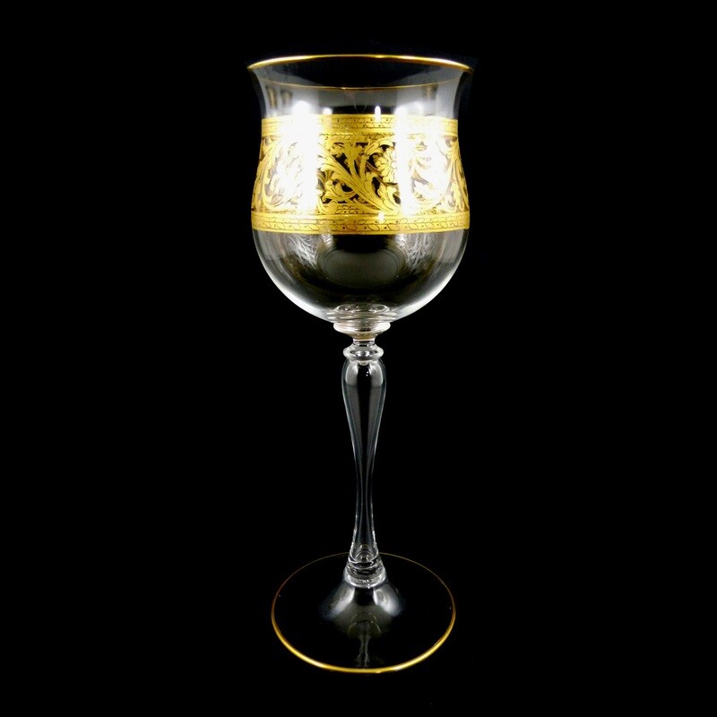 1st of 4. fine stem glass with golden acanthus frieze, Salviati around 1900-20