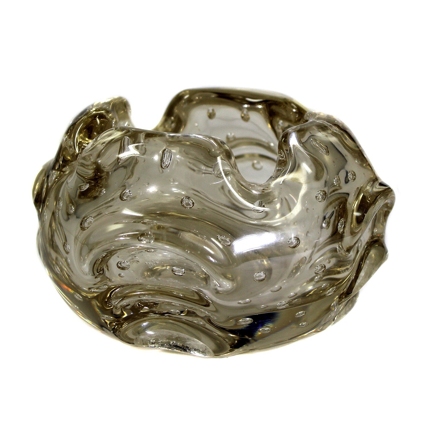 Freely formed ashtray with pierced air beads, Barovier around 1937-40