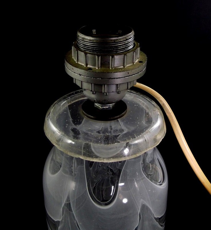 Lamp base, Barovier &amp; Toso signed, decor Graffito diafano bianco.